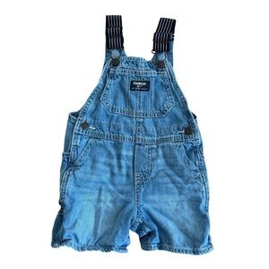 Oshkosh Blue Denim Jean Overalls Shorty Shortalls Baby Boy Size 18M